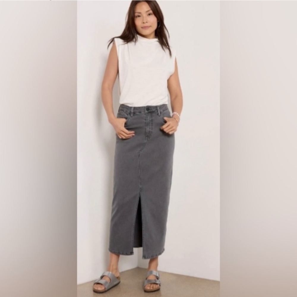 Kut From the Kloth KFTK KINDRA faded grey gray Denim maxi Skirt NWT size 6